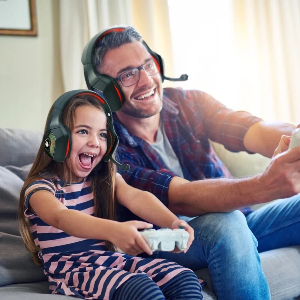 Gaming LED Light Stereo 3.5 Mm Wired Over Ear Noise Cancelling With Mic Headset